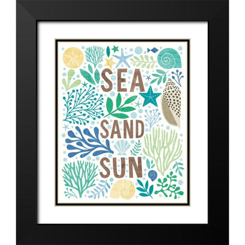 Under Sea Treasures III Sea Glass Black Modern Wood Framed Art Print with Double Matting by Mullan, Michael