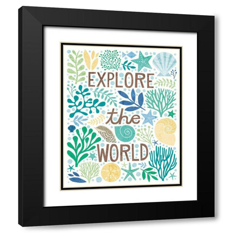 Under Sea Treasures I Sea Glass Black Modern Wood Framed Art Print with Double Matting by Mullan, Michael