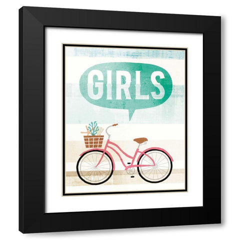 Beach Cruiser Girls II Black Modern Wood Framed Art Print with Double Matting by Mullan, Michael