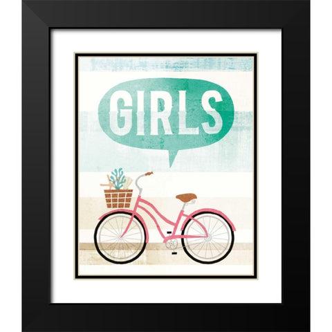 Beach Cruiser Girls II Black Modern Wood Framed Art Print with Double Matting by Mullan, Michael