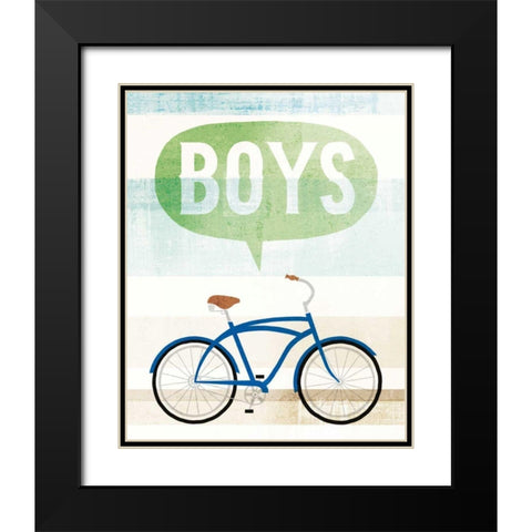 Beach Cruiser Boys II Black Modern Wood Framed Art Print with Double Matting by Mullan, Michael