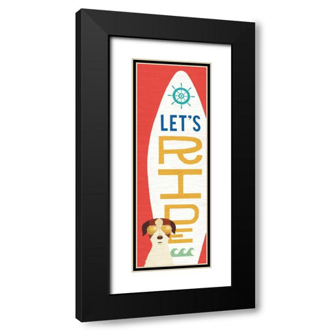 Beach Bums Terrier Surf Board Black Modern Wood Framed Art Print with Double Matting by Mullan, Michael
