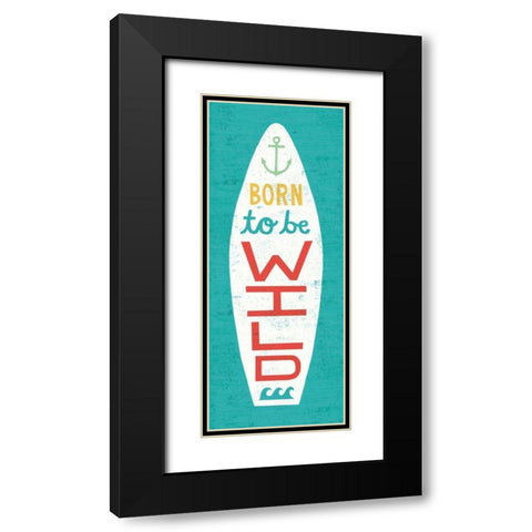 Beach Bums Surf Board I Black Modern Wood Framed Art Print with Double Matting by Mullan, Michael
