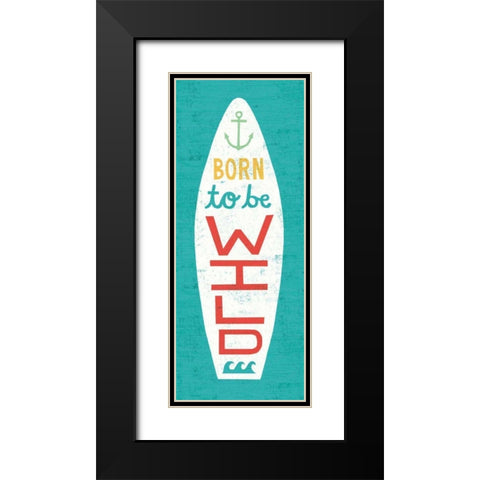 Beach Bums Surf Board I Black Modern Wood Framed Art Print with Double Matting by Mullan, Michael