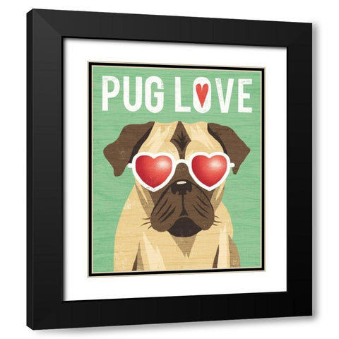 Beach Bums Pug I Love Black Modern Wood Framed Art Print with Double Matting by Mullan, Michael