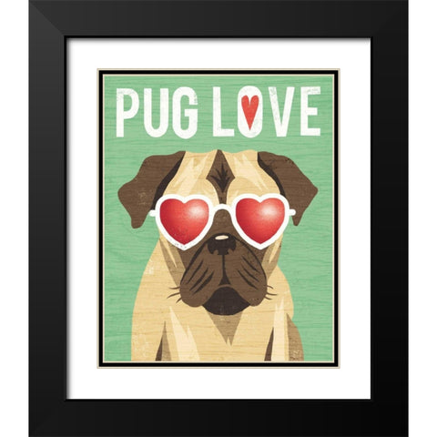 Beach Bums Pug I Love Black Modern Wood Framed Art Print with Double Matting by Mullan, Michael