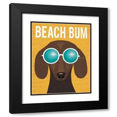 Beach Bums Dachshund I Bum Black Modern Wood Framed Art Print with Double Matting by Mullan, Michael