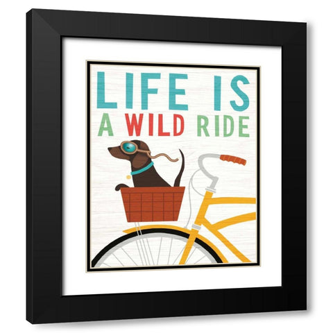 Beach Bums Dachshund Bicycle I Life Black Modern Wood Framed Art Print with Double Matting by Mullan, Michael