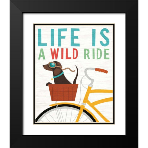 Beach Bums Dachshund Bicycle I Life Black Modern Wood Framed Art Print with Double Matting by Mullan, Michael