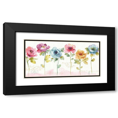 Rainbow Seeds Loose Floral V Black Modern Wood Framed Art Print with Double Matting by Audit, Lisa