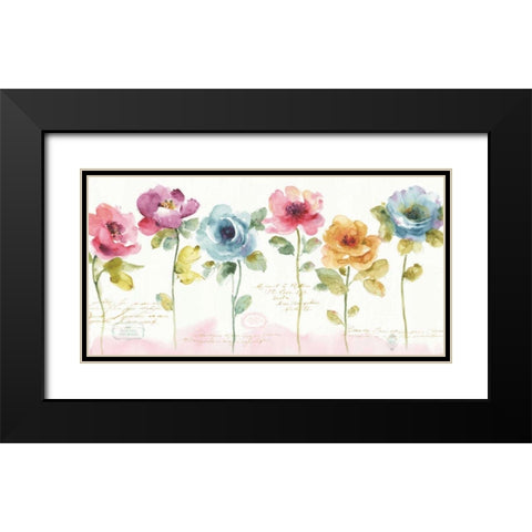 Rainbow Seeds Loose Floral V Black Modern Wood Framed Art Print with Double Matting by Audit, Lisa