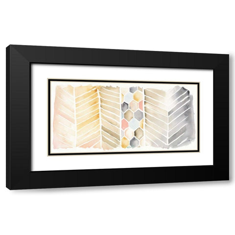 Watercolor Chevron Black Modern Wood Framed Art Print with Double Matting by DeNeige, Elyse