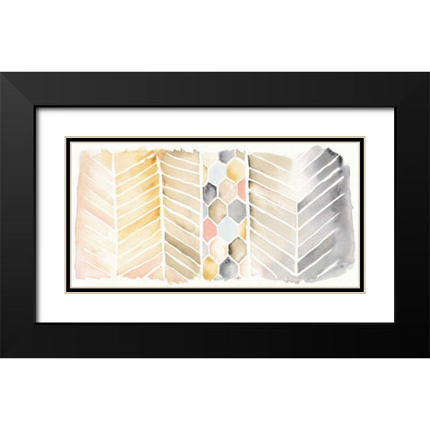 Watercolor Chevron Black Modern Wood Framed Art Print with Double Matting by DeNeige, Elyse