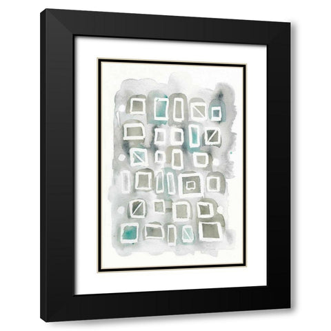 Watercolor Squares Black Modern Wood Framed Art Print with Double Matting by DeNeige, Elyse