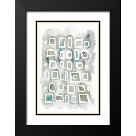 Watercolor Squares Black Modern Wood Framed Art Print with Double Matting by DeNeige, Elyse