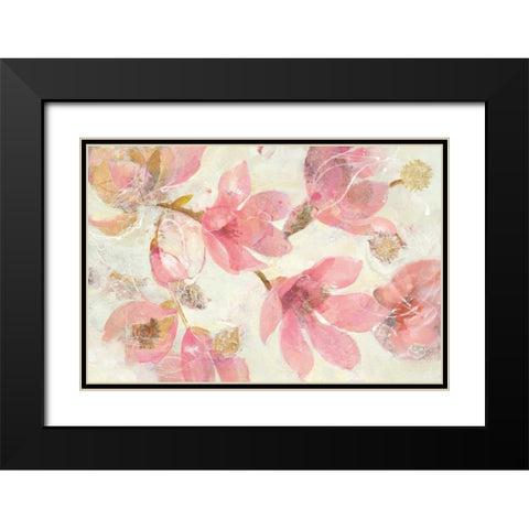 Magnolias in Bloom on White Black Modern Wood Framed Art Print with Double Matting by Hristova, Albena