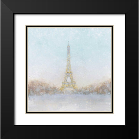 Eiffel Romance no Couple Turquoise Black Modern Wood Framed Art Print with Double Matting by Fabiano, Marco