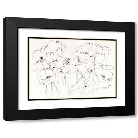 Black Line Poppies III Black Modern Wood Framed Art Print with Double Matting by Novak, Shirley