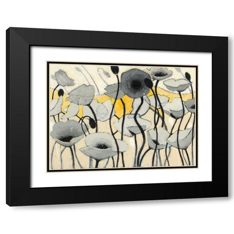 Snow Day Gray Flower Black Modern Wood Framed Art Print with Double Matting by Novak, Shirley
