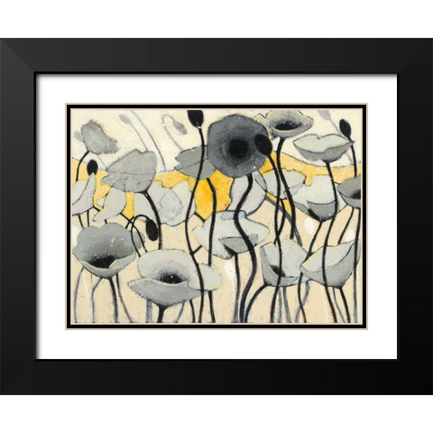 Snow Day Gray Flower Black Modern Wood Framed Art Print with Double Matting by Novak, Shirley