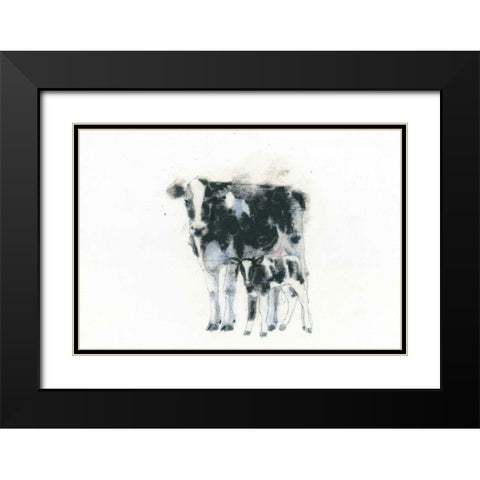 Cow and Calf Black Modern Wood Framed Art Print with Double Matting by Adams, Emily