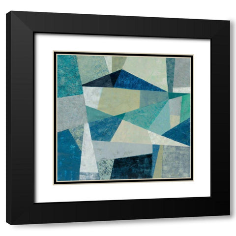 Indigo Geo Metric Black Modern Wood Framed Art Print with Double Matting by Vassileva, Silvia