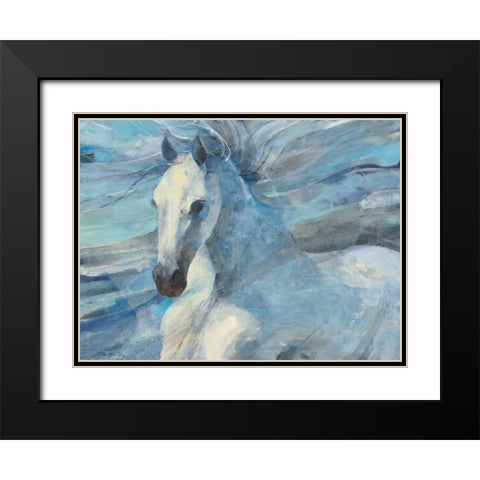 Poseidon Indigo Black Modern Wood Framed Art Print with Double Matting by Hristova, Albena