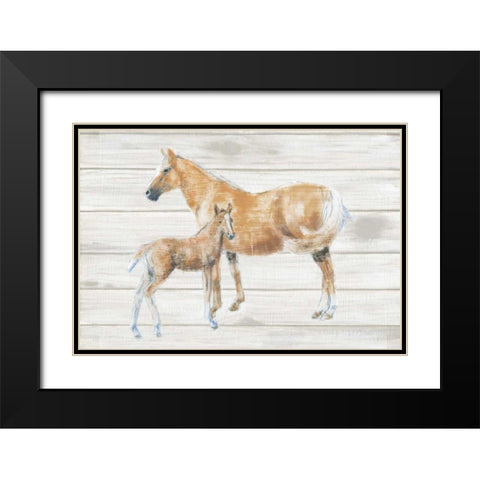 Horse and Colt on Wood Black Modern Wood Framed Art Print with Double Matting by Adams, Emily