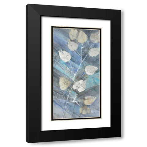 Silver Leaves II Black Modern Wood Framed Art Print with Double Matting by Albena, Hristova