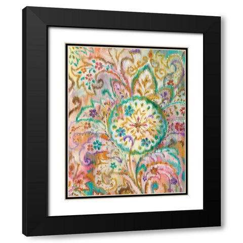 Boho Paisley I Black Modern Wood Framed Art Print with Double Matting by Nai, Danhui