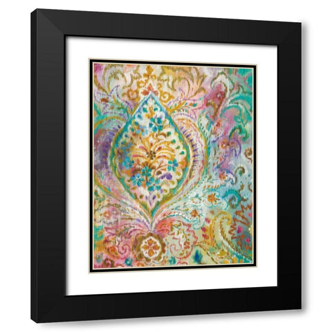 Boho Paisley II Black Modern Wood Framed Art Print with Double Matting by Nai, Danhui