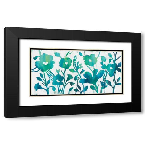 Teal Trio I on White Black Modern Wood Framed Art Print with Double Matting by Vassileva, Silvia