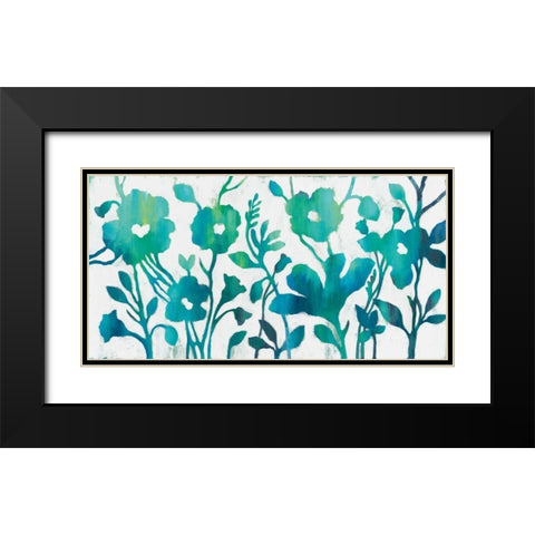 Teal Trio I on White Black Modern Wood Framed Art Print with Double Matting by Vassileva, Silvia