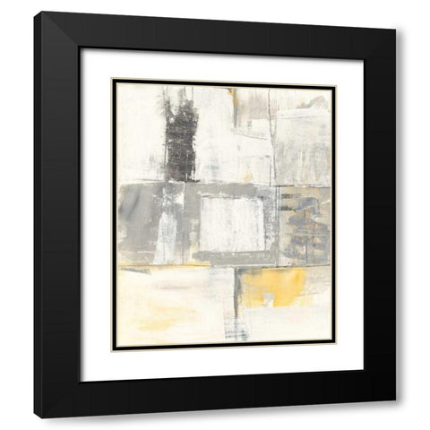 Gray and Yellow Blocks II White Black Modern Wood Framed Art Print with Double Matting by Schick, Mike