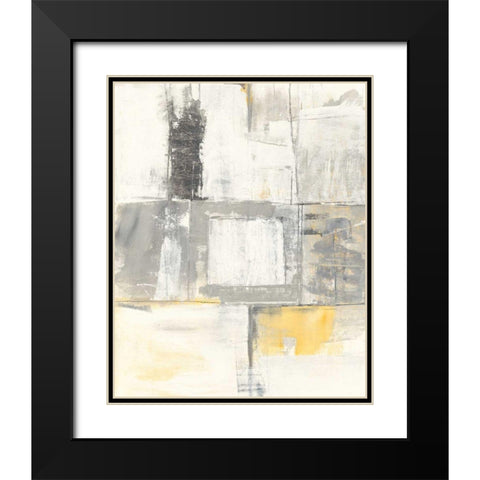 Gray and Yellow Blocks II White Black Modern Wood Framed Art Print with Double Matting by Schick, Mike