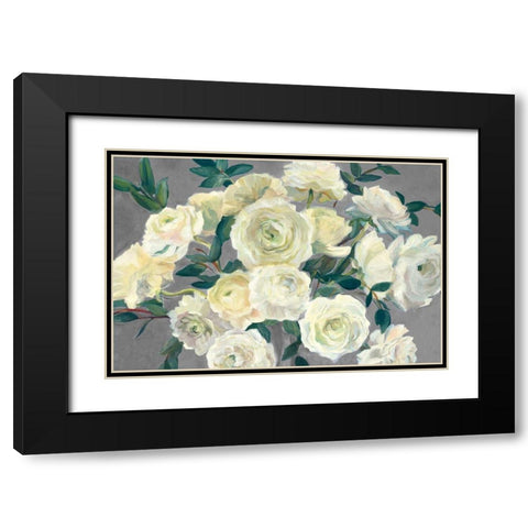 Roses in Cobalt Vase Steel Gray Crop Black Modern Wood Framed Art Print with Double Matting by Hageman, Marilyn