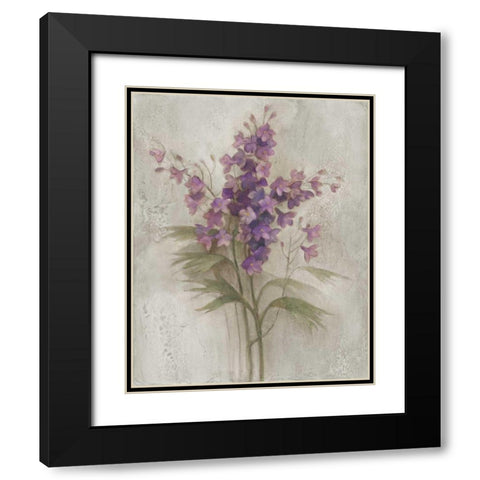 Purple Larkspur Garden on Grey Black Modern Wood Framed Art Print with Double Matting by Hristova, Albena