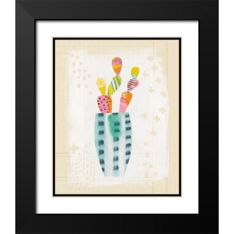 Collage Cactus I on Graph Paper Black Modern Wood Framed Art Print with Double Matting by Averinos, Melissa