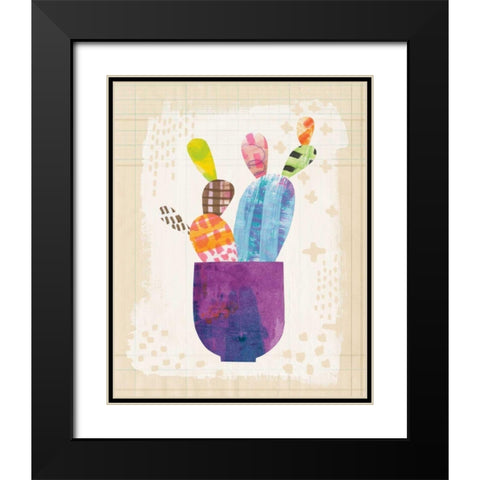Collage Cactus III on Graph Paper Black Modern Wood Framed Art Print with Double Matting by Averinos, Melissa