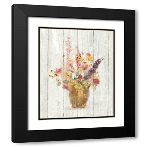 Wild Flowers in Vase I on Barn Board Black Modern Wood Framed Art Print with Double Matting by Blum, Cheri