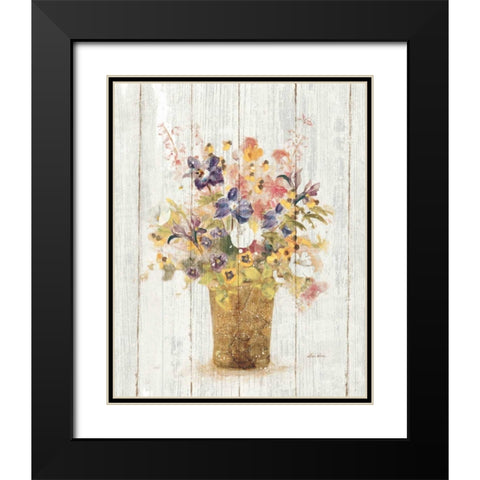 Wild Flowers in Vase II on Barn Board Black Modern Wood Framed Art Print with Double Matting by Blum, Cheri