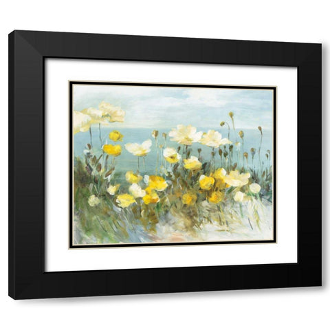 Field of Poppies Bright Black Modern Wood Framed Art Print with Double Matting by Nai, Danhui