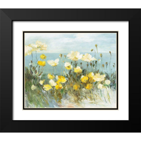 Field of Poppies Bright Black Modern Wood Framed Art Print with Double Matting by Nai, Danhui