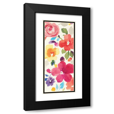 Popping Florals II Black Modern Wood Framed Art Print with Double Matting by Nai, Danhui