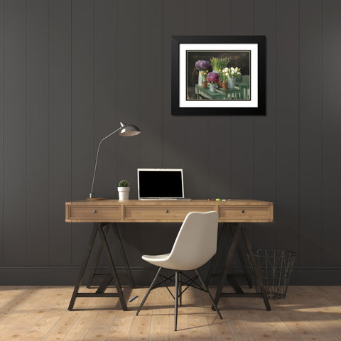 Les Fleurs Printemps on Black Black Modern Wood Framed Art Print with Double Matting by Nai, Danhui