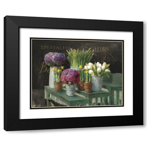 Les Fleurs Printemps on Black Black Modern Wood Framed Art Print with Double Matting by Nai, Danhui