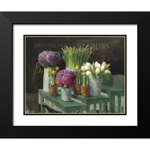 Les Fleurs Printemps on Black Black Modern Wood Framed Art Print with Double Matting by Nai, Danhui