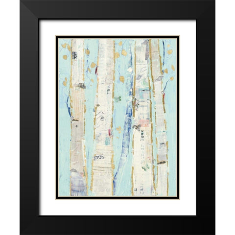 Far From Blue I Gold Leaves Black Modern Wood Framed Art Print with Double Matting by Day, Kellie