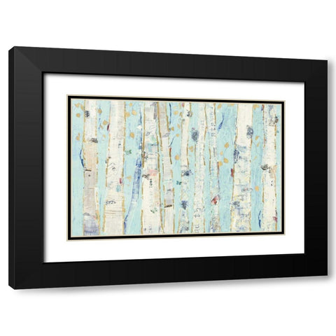 Far From Blue III Gold Leaves Black Modern Wood Framed Art Print with Double Matting by Day, Kellie