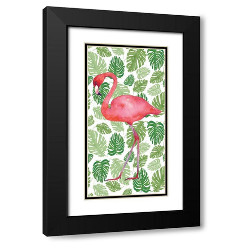 Tropical Flamingo II Black Modern Wood Framed Art Print with Double Matting by Wild Apple Portfolio